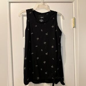 Size Small black Sonoma sleeveless top with palm tree/pineapple print